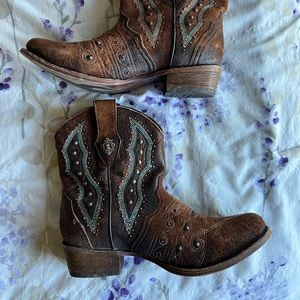 Corral chocolate lamb embroidery and stud bootie - MAKE OFFER